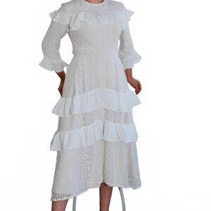 NEW ESTEEM COUTURE adele layered eyelet lace skirt in ivory